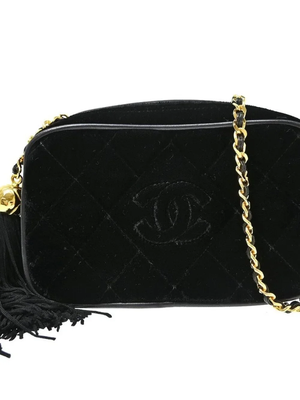 Best08 Chanel Black Velvet Shoulder Bag KQ01746
